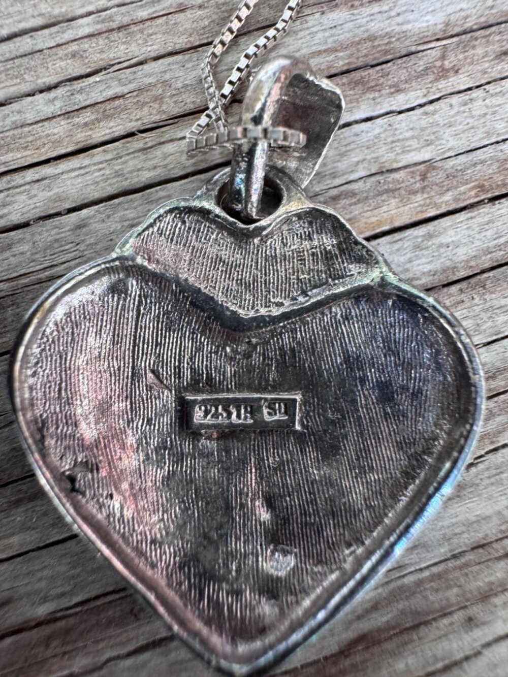 925 Sterling Silver Marcasite Heart Pendant Necklace Box Chain 7.71g - Picture 3 of 6